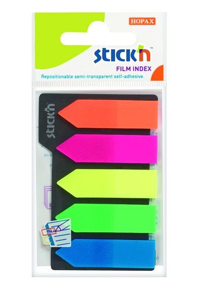 Hopax مؤشر Stickn 45x12mm نيون 5 ألوان لاصق السهم 25 ورقة (4 عبوات)