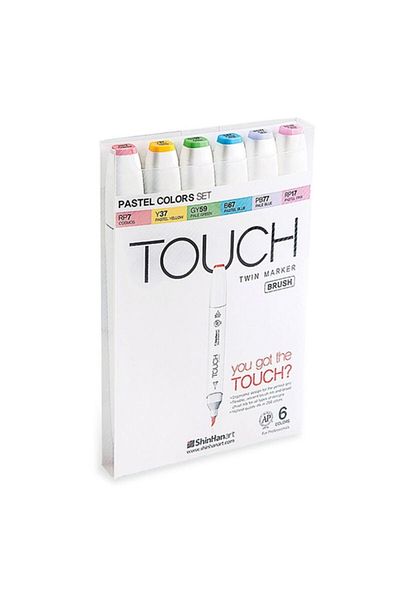Touch Twin Brush Marker Brush Tip Marker Set 6 Colors Pastel Colors