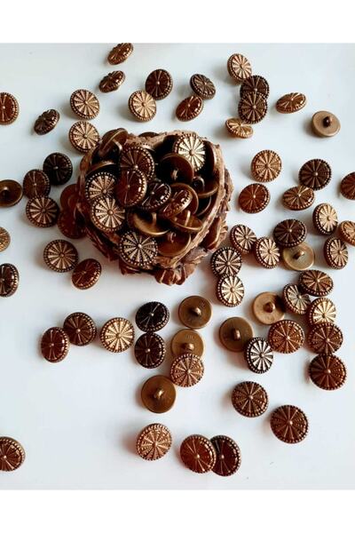 canan dizayn Metalize Düğme Ayaklı Antik Sarı 21,5 Mm 15'li Paket
