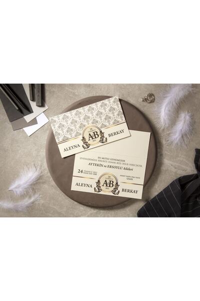 İKLİM DAVETİYE Fenomen Düğün Nikah Nişan Davetiyesi 7053 - 100 Adet