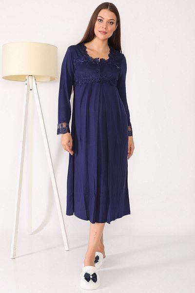 lohusahamile Maternity Maternity 2406 Navy Blue Maternity Maternity Set of 7 with Hijab