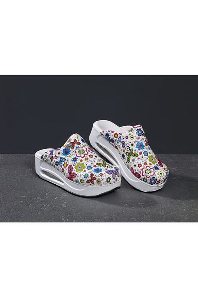 20tasarımterlik Women's White Butterfly Patterned Orthopedic Airmax Sabo Slippers