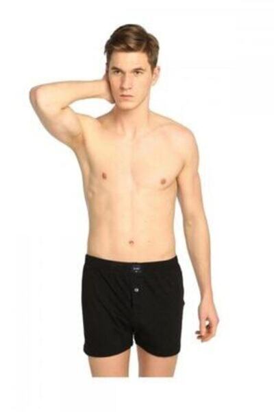 Tutku Ανδρικό μαύρο 7 Li 0117 ίσιο χτενισμένο βαμβακερό μποξεράκι