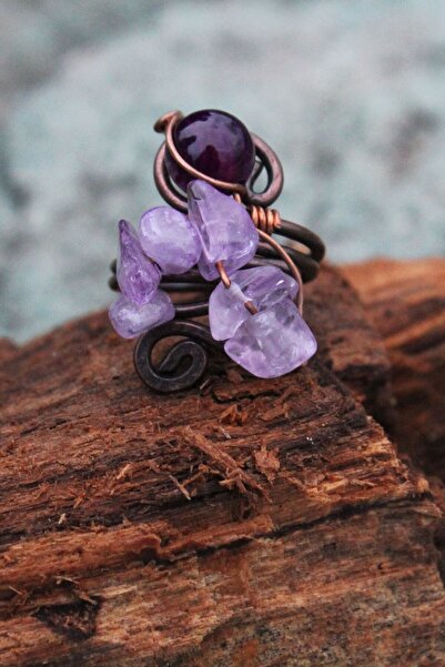 Esafe Home خاتم نسائي من الحجر الطبيعي قابل للتعديل