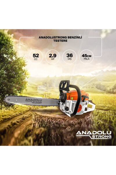 Anadolu Strong Ans1041 Profesyonel 2.9hp Benzinli Motorlu Testere 45cm Palalı Ağaç Kesme Motoru