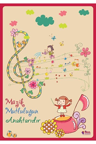 okul posterleri Müzik Mutluluğun Anahtarıdır