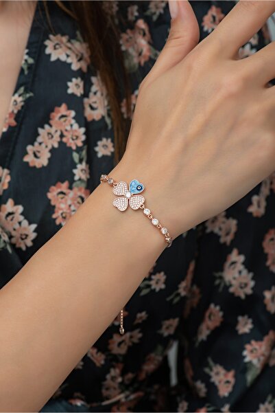 Nereze Kadın 925 Ayar Gümüş Asansörlü Yonca Gümüş Bileklik