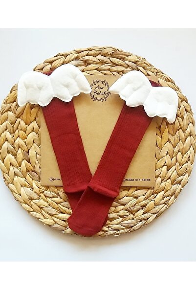 Asa Bebek Çocuk Kız Bebek Bordo Diz Altı Çorap