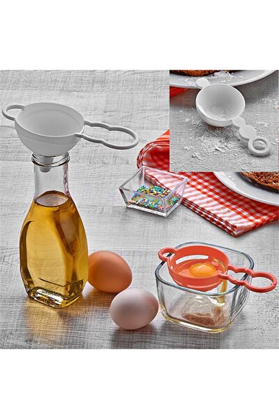 Çokuygunuz 3 Parça Huni Yumurta Akı Ayırıcı Pasta Süsleme Süzgeci Sunum Seti