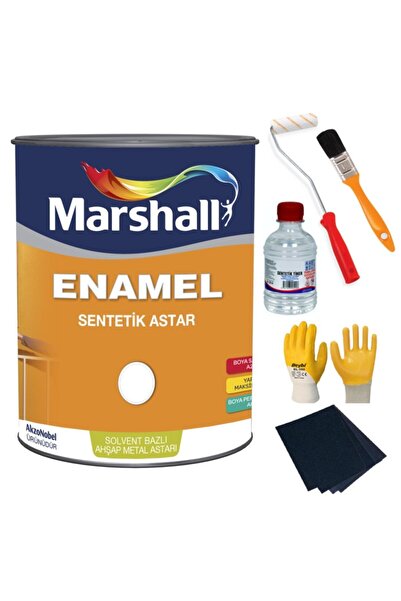 Marshall Ahşap Astar Beyaz 0,75 Lt-ahşab-demir-beton Yüzeyler Için-rulo Fırça Tiner Eldiven Zımpara