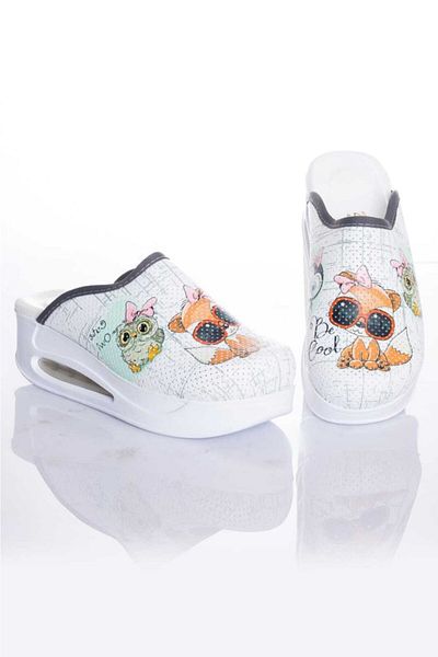 20tasarımterlik Women's White Cat Themed Orthopedic Airmax Sabo Slippers