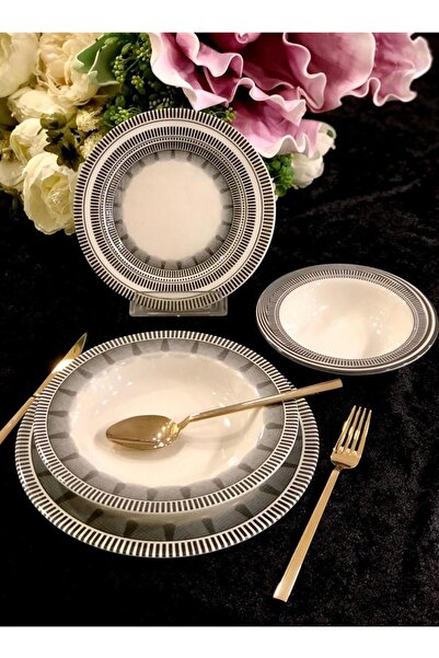 ROY KING Black Line Porselen 24 Parça Yemek Takımı