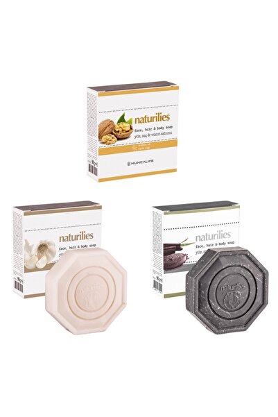 Huncalife Naturilies Ceviz Sabunu, Sarımsaklı Sabun, Killi Karbonlu Sabun