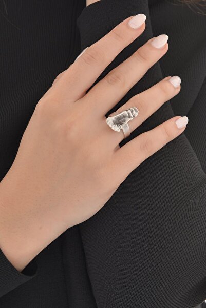 LABALABA KADIN ANTİK GÜMÜŞ KAPLAMA YÜZ FORMLU  YÜZÜK