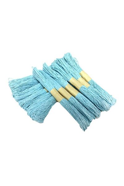 Parti Furyası حبل الجوت الملون باللون الأزرق + كيس من القش بطول 30 مترًا وخيط...