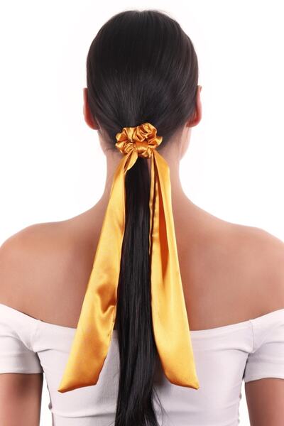 hahai accessories Hahai Women's Long Ribbon Model Satin Scrunchie Buckle
