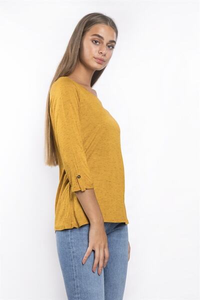 Miss Murem Women's Buttoned Blouse - Mustard