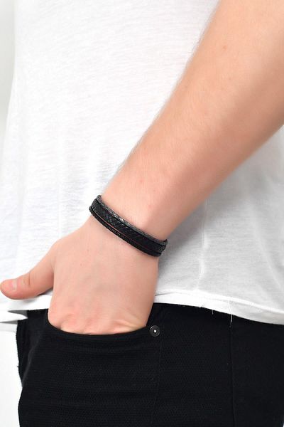 LABALABA Men's Black Combination Leather Bracelet