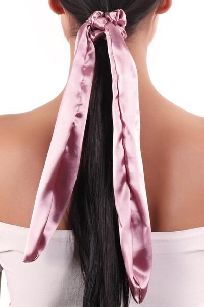 hahai accessories Hahai Women's Long Ribbon Model Satin Scrunchie Buckle