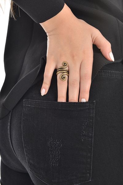 LABALABA WOMEN'S BRONZE PLATED KNIT RING