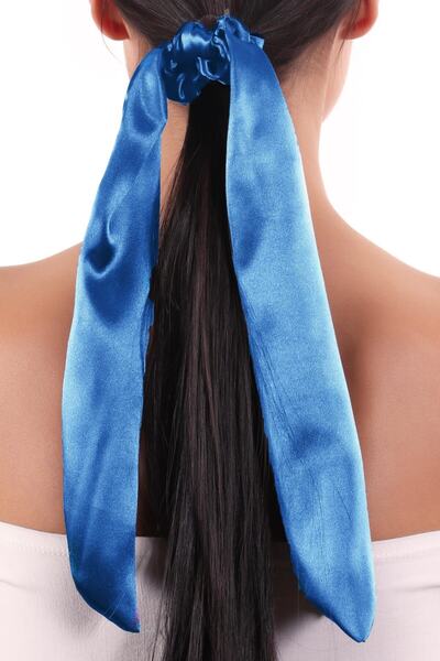 hahai accessories Hahai Women's Long Ribbon Model Satin Scrunchie Buckle