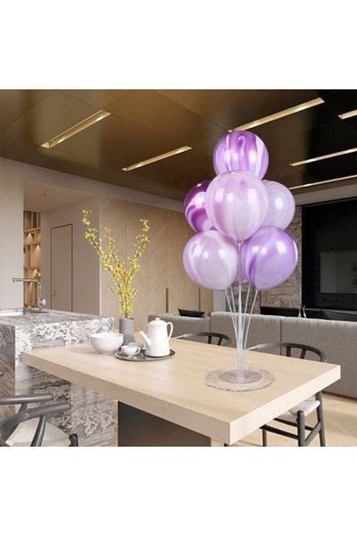 GENC DIJITAL BASKI Transparent Birthday Standing Balloon Decoration Stand and 7 Balloons