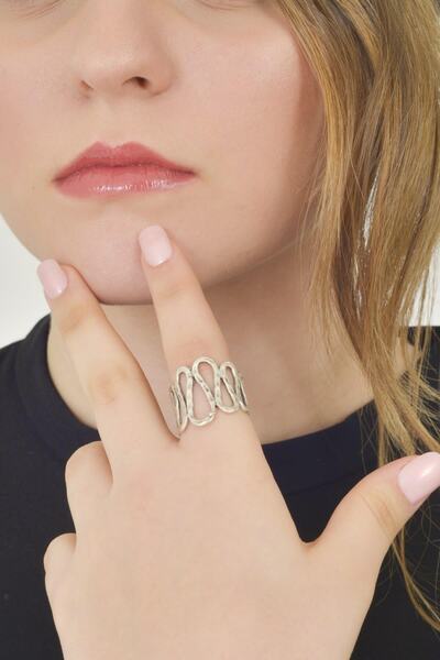 LABALABA KADIN ANTİK GÜMÜŞ KAPLAMA ESKITME GÖRÜNÜMLÜ BOHEM YÜZÜK