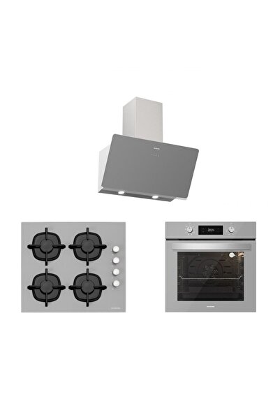 Silverline Gri Cam Ankastre Set (3457 Soho 60+CS5343S01+BO6504S01)