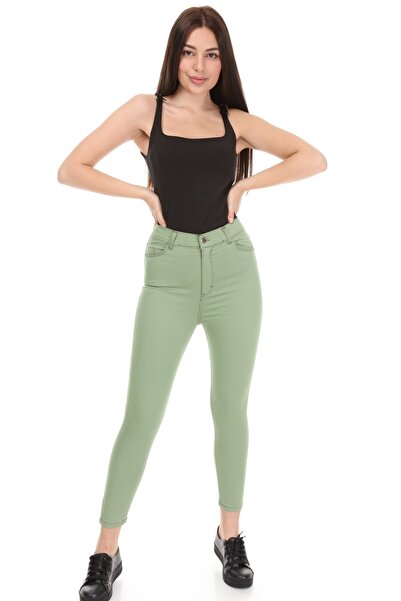 AVVER Women's Green Gabardine Trousers