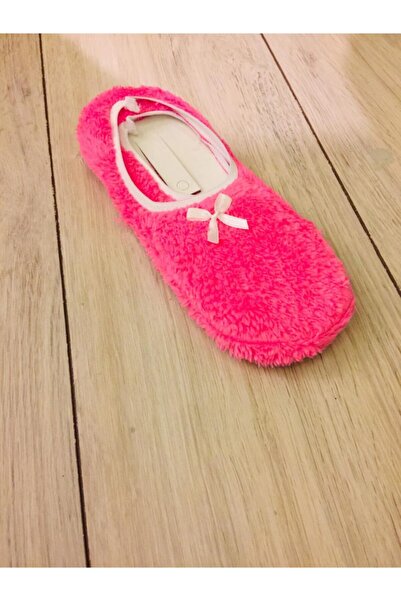 HAPPYSHOPİNG Kadın Pembe Kışlık Pelüş Renkli Ev Patiği