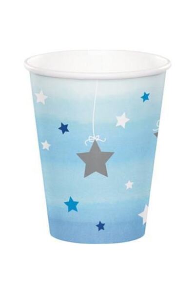 Parti Furyası 1 Yaş Temalı One Little Star Mavi Karton Bardak (8 Adet)