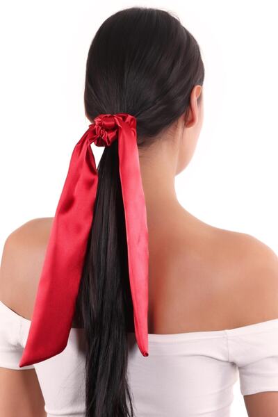 hahai accessories Hahai Women's Long Ribbon Model Satin Scrunchie Buckle