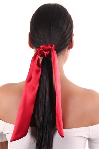 hahai accessories Hahai Women's Long Ribbon Model Satin Scrunchie Buckle