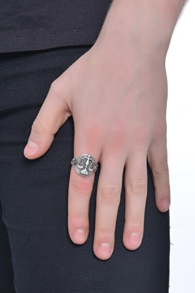 LABALABA ERKEK ANTİK GÜMÜŞ ADALET TERAZİSİ YÜZÜK