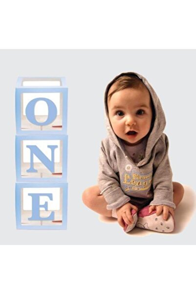 Parti Furyası صندوق من الورق المقوى الشفاف باللون الأزرق المكتوب + مجموعة بالونات ماكارونس 50 قطعة