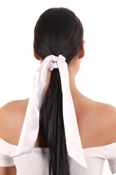 hahai accessories Hahai Women's Long Ribbon Model Satin Scrunchie Buckle