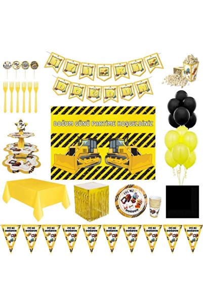 Parti Furyası Construction Theme Luxury Birthday Party Ornaments for 24 People