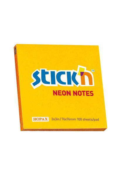 Gıpta Hopax Stickn 21164 ورق ملاحظات لاصق 100 ورقة 76 × 76 مم برتقالي فسفوري (12 قطعة)