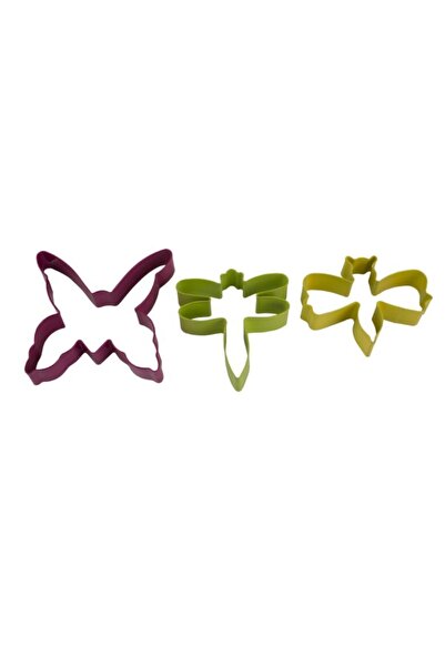 PASTRY PLANET مجموعة قوالب بسكويت معدنية ملونة مكونة من 3 قطع على شكل فراشة