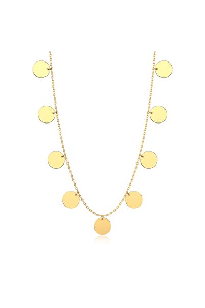 İNDİGO TAKI Sade Pullu Altın Kaplama Gümüş Kolye