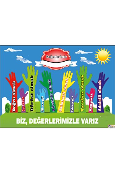 okulcenter Değerlerimiz Eller Afişi (vinil) 70x100 Cm