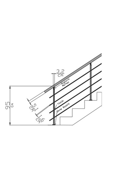 Alpa Paslanmaz Merdiven Korkuluk 100 Cm