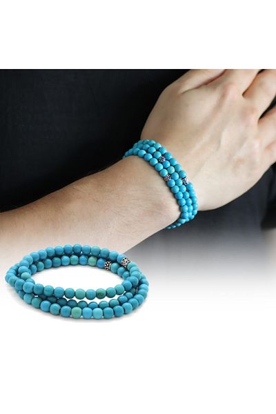 Tesbihane Both Bracelet - Both Necklace - and Rosary 99 Pieces of Turquoise Natural Stone Accessory