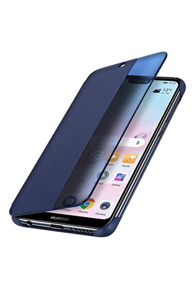 Smart Tech Huawei Y7 Prime 2019 Yarım Cam Kapaklı Kılıf Lacivert