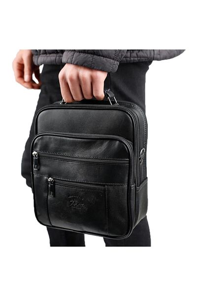 Strong Bag حقيبة يد رجالية سوداء مع حقيبة قوية، حقيبة كتف Ndelc03