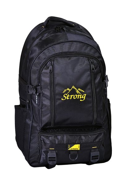 Strong Bag حقيبة ظهر سوداء كبيرة الحجم للجنسين حقيبة تسلق الجبال للسفر والتخييم