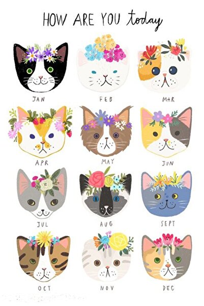 hediyeniburadabul Ξύλινη αφίσα 20x30 MDF με φιγούρα της γάτας Φρίντα