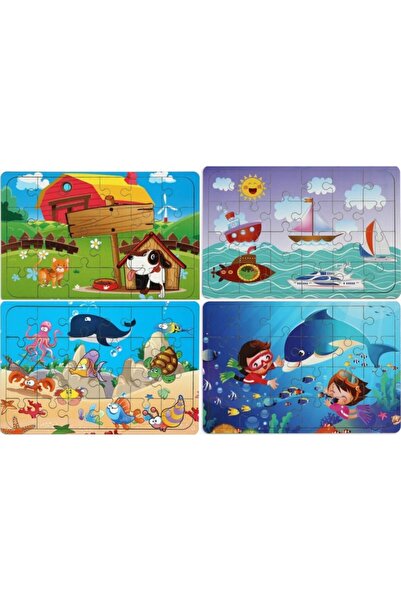 MAKETÇİNİZ 4 Adet 24 Parça Ahşap Puzzle Yapboz Set-1