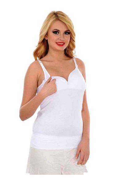 Bestin Γυναικείο Λευκό Modal Μαλακό Σουτιέν με κάλυψη Plus Size Nursing Tank Top