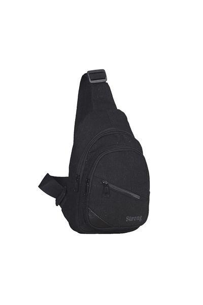 Strong Bag Τσάντα σώματος Unisex Μαύρο ισχυρό καμβά σταυρωτό λουράκι στήθους και σακίδιο πλάτης
